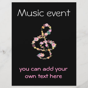Flyer evento de música floral clef