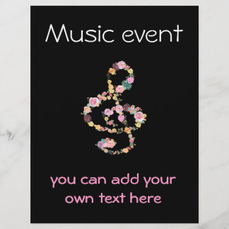 Flyer evento de música floral clef