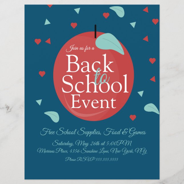 Flyer Evento de Regreso a Clases Fruta Manzana (Frente)