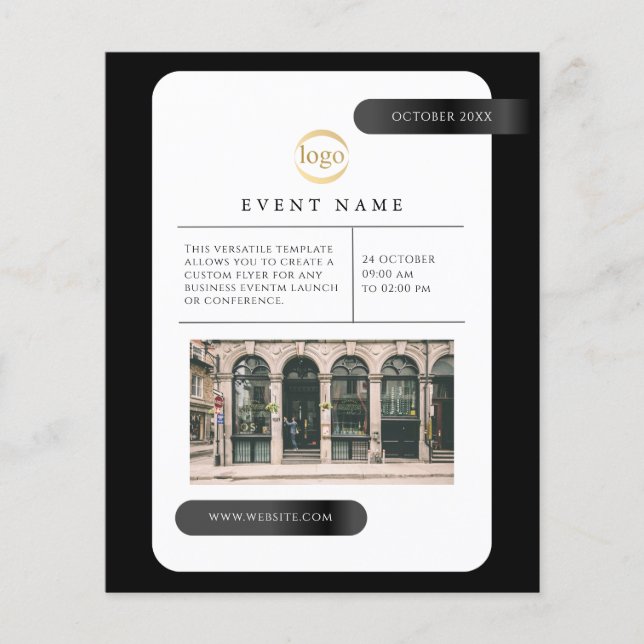 Flyer Evento Empresarial Negro Profesional Minimalista  (Frente)