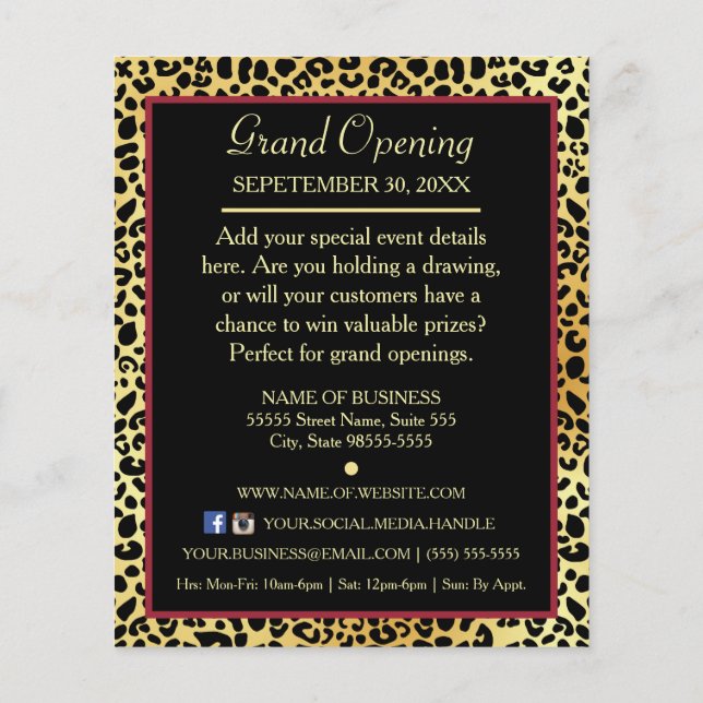 Flyer Evento Especial de Boutique de Cabello Leopardo Do (Atrás)