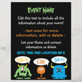 Flyer Evento personalizado Cute Monstruos de Halloween