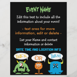 Flyer Evento personalizado Cute Monstruos de Halloween