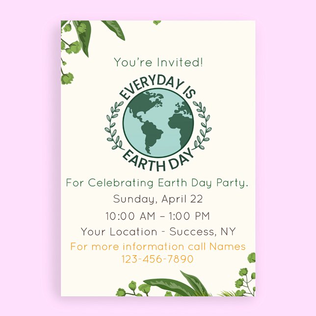 Flyer Every Day Is Earth Day Party Event Invitation (Subido por el creador)