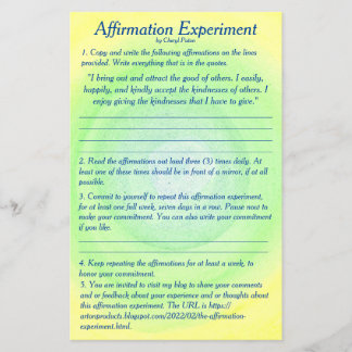 Flyer Experimento de Afirmación por Cheryl Paton