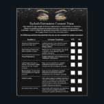 Flyer Extensión de Eyelash Responsabilidad Renuncia a ne<br><div class="desc">Exención de responsabilidad y liberación de la extensión de la Eyelash de los volantes del Purpurina negro.</div>