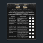 Flyer Extensión de Eyelash Responsabilidad Renuncia a ne<br><div class="desc">Exención de responsabilidad y liberación de la extensión de la Eyelash de los volantes del Purpurina negro.</div>
