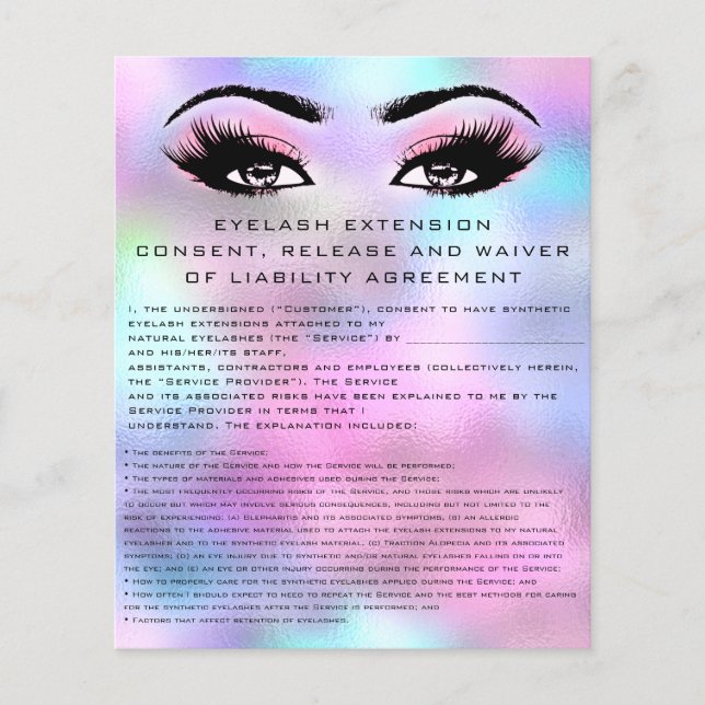 Flyer EXTENSIÓN EYELASH EXTENSIÓN DE LIBERACIÓN Hologram (Frente)