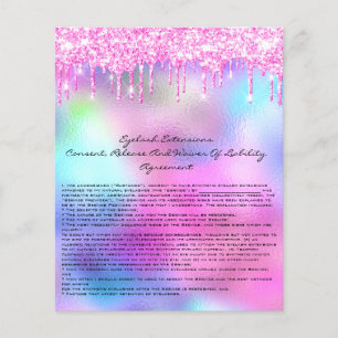 Flyer Extensión Eyelash Responsabilidad Exención de Rosa