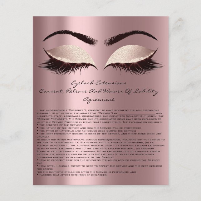 Flyer Extensión Eyelash Responsabilidad Exención Ojos Ro (Frente)
