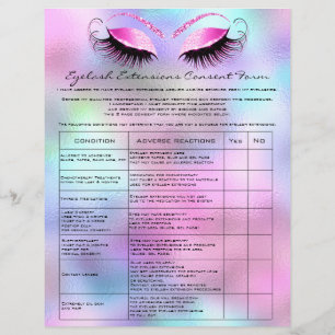 Flyer Extensión Eyelash Responsabilidad Exención Rosa Ro