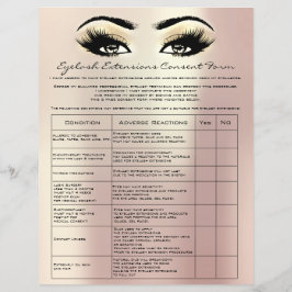 Flyer Extensión Eyelash Responsabilidad Rosa de renuncia