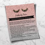 Flyer Extensiones de Eyelash Rosa Oro Instrucción para e<br><div class="desc">Lazas Artistas de maquillaje de la instrucción de cuidados posteriores Rosas Volantes Purpurinas de oro.</div>