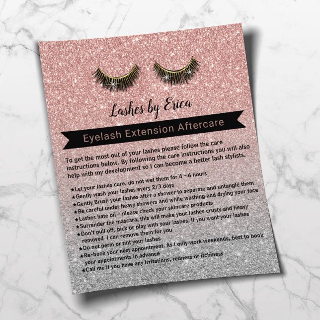 Flyer Extensiones de Eyelash Rosa Oro Instrucción para e (Subido por el creador)