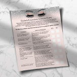 Flyer Extensiones Eyelash Responsabilidad Renuncia a Pur<br><div class="desc">Extensión de Eyelash Exención de responsabilidad y liberación de Purpurinas Plata Volantes rosados Rubor.</div>