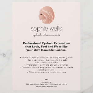 Flyer Extensiones Gold EyeLash y Chica Falso Lash