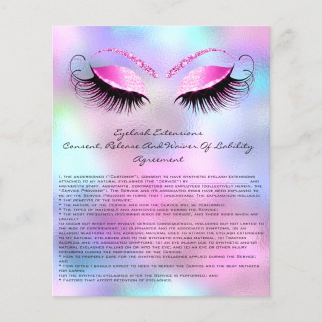 Flyer Eyelash Extension Liability Waiver Rosa Ombre (Frente)