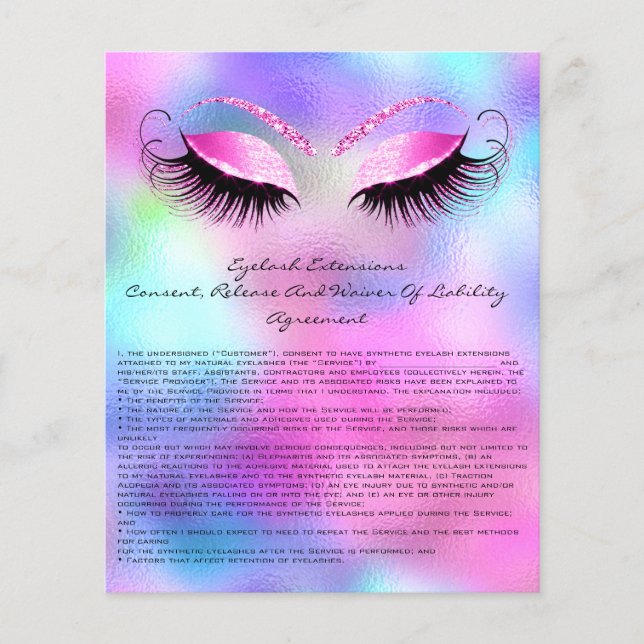 Flyer Eyelash Extension Liability Waiver Rosa Ombre (Frente)