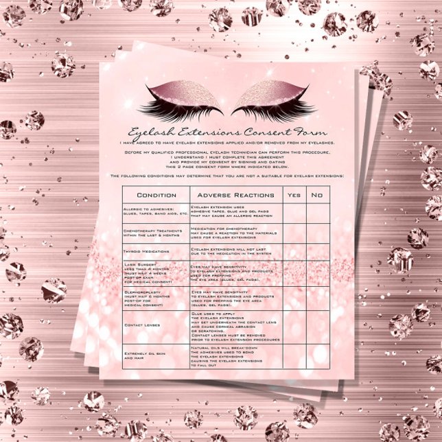Flyer Eyelash Extension Liability Waiver Rose Pink (Eyelash Extension Liability Waiver Rose Pink Flyer)