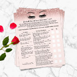 Flyer Eyelash Extension Liability Waiver Rubor Rosa Gold<br><div class="desc">Exención de responsabilidad y liberación del Rosa Rubor Gold Purpurinas Volantes.</div>