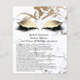 Flyer Eyelash Extensión Responsabilidad Exención Oro de