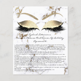 Flyer Eyelash Extensión Responsabilidad Exención Oro de