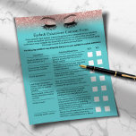 Flyer Eyelash Extensión Responsabilidad Renuncia Rosa Ve<br><div class="desc">Exención de responsabilidad y liberación del formulario de Purpurina de oro Verde azulado y Rosa de la extensión del Eyelash.</div>