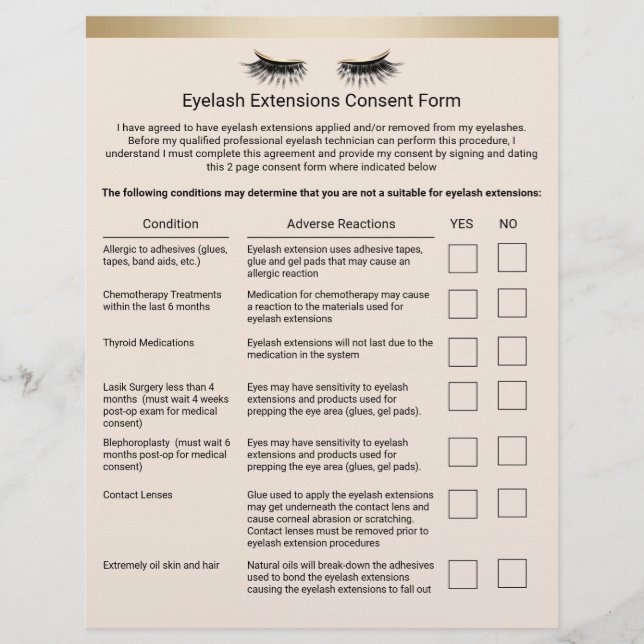 Flyer Eyelash Salon Pasivo Exención Frontera de Oro (Frente)