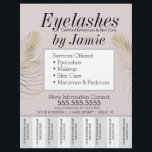 Flyer Eyelash Service Pink Gold Business Tear Off Strips<br><div class="desc">Volantes modernos para el Salón</div>