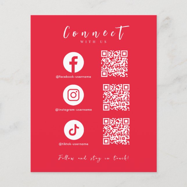 Flyer Facebook Instagram Tiktok QR Code Red moderno (Frente)