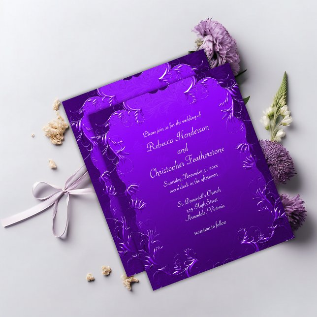 Flyer Fairytale Flourish Purple Wedding Invitación (Subido por el creador)