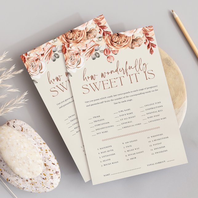 Flyer Fall Floral Baby Shower Candy Guidance Game Sheet (Subido por el creador)