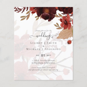 Flyer Fall Floral Boda Suite Terracotta Borgoña Rojo