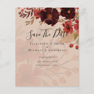 Flyer Fall Floral SAVE DATES Terracotta Burgundy Red
