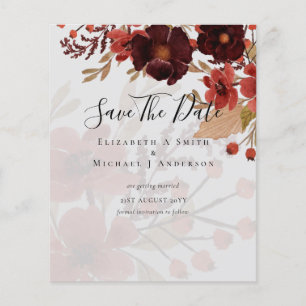 Flyer Fall Floral SAVE DATES Terracotta Burgundy Red