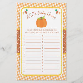 Flyer Fall Pumpkin Baby Shower juego de ABC
