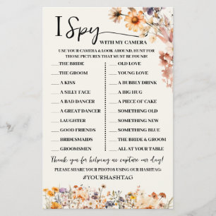 Flyer Fall Wildflowers I Spy Wedding Game Card