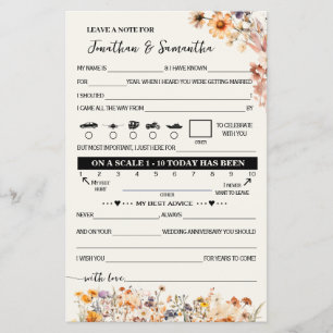 Flyer Fall Wildflowers Note for Couple Boda Game Card