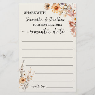 Flyer Fall Wildflowers Share Date Idea Shower Game Card