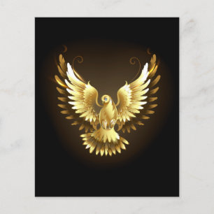 Flyer Falsa paloma de paz del Relieve metalizado dorado 