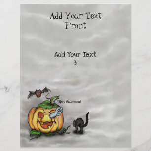 Flyer Fantasma, Gato, Bat y Calabaza, ¡Feliz Halloween!
