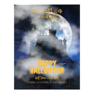 Flyer Fantasma invitación a Halloween, fiesta de Boo Hal