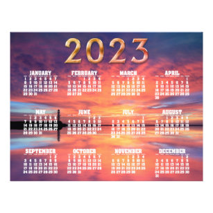 Flyer Faro por el Poster del calendario Sunset 2023