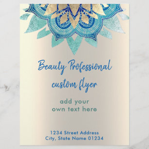 Flyer FAUX gold foil lotus decor