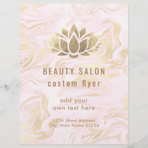 Flyer FAUX gold foil lotus logo on fluid marble