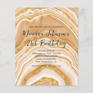 Flyer Faux Golden Agate 21st Birthday Invitation