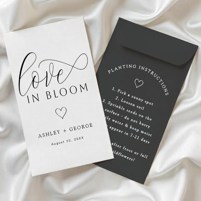 Flyer Favor del paquete DIY Seed | Flor silvestre blanca (Black and White DIY Favor)