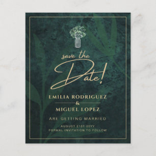 Flyer FECHA DE SALVACIÓN DEL Boda Gypsophila de oro verd