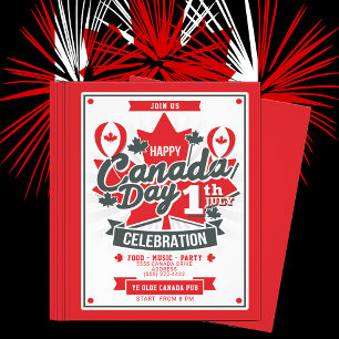 Flyer Feliz Día de Canadá Celebración 1 de julio Invitac