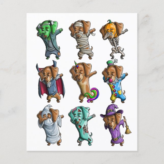 Flyer Feliz Halloweenie Dachshund Mummy Doxie Hallow (Frente)